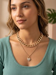 Layered Chain Heart Necklace