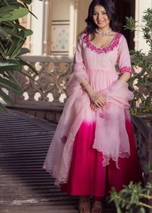 Beautiful Pink Anarkali Kurta Set with Dupatta