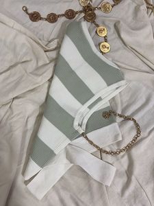 Striped Sleeveless Top with Belt