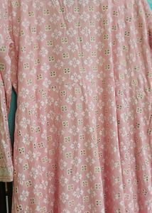 Beautiful Pink Printed Kurta with Embellishments