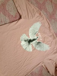 Women's Pink Graphic T-Shirt with Dove Print