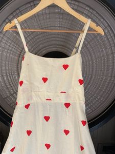 Cream Heart Print Maxi Dress
