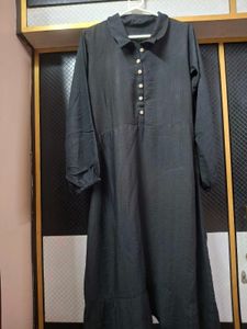 Elegant Black Collared Midi Dress