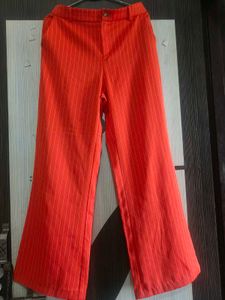 Red Pinstripe Wide Leg Pants
