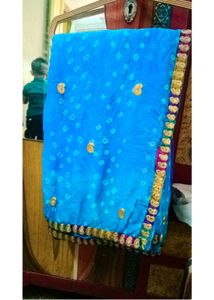 Vibrant Blue Bandhani Saree