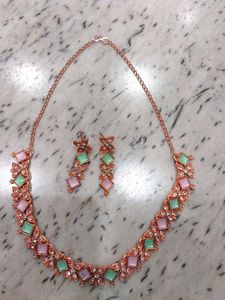 Boho Multi-Color Stone Necklace &amp; Earring Set