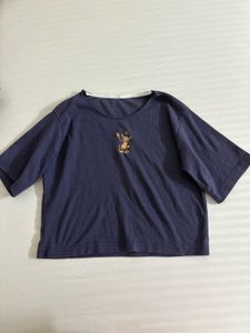 Navy Blue Cropped T-Shirt