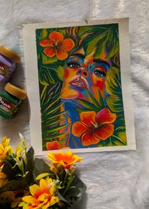 Vibrant Floral Portrait Canvas sheet Art Painting