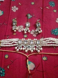 Elegant Pearl &amp; Crystal Choker Set