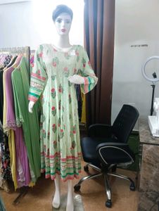 Elegant Floral Print Frock Kurta