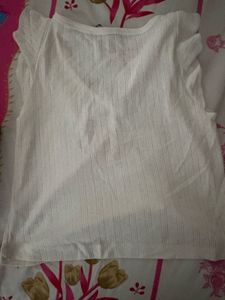 White Ribbed Short Sleeve Top