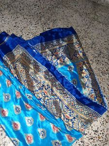 Beautiful Blue Silk Saree with Golden Border