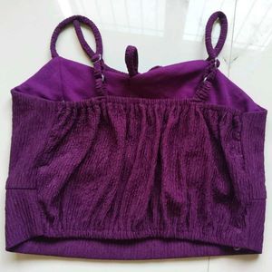 Purple Textured Crop Top