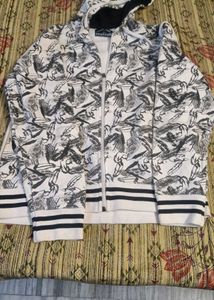 Printed Zip-Up Hoodie