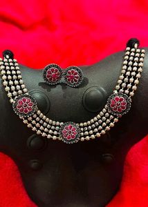Oxidised Choker Cum Necklace Set With Earrings Not Used Once.