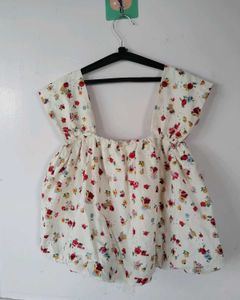 Floral Square neck balloon Top
