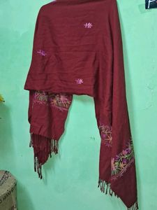 Maroon Embroidered Shawl ♥️