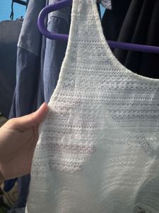 H&amp;M Divided White Open Knit Fringe Hem Sleeveless