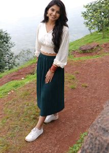 COMBO Pleated Maxi Skirt and Crop Top