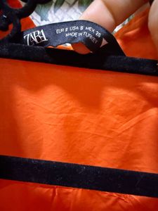 Vibrant Orange Oversized Button-Up Shirt