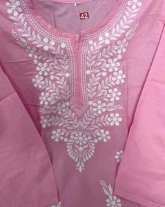 Beautiful Pink Chikankari Kurta For Women