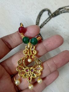 One Gram Gold Black Beads With Openable Locket