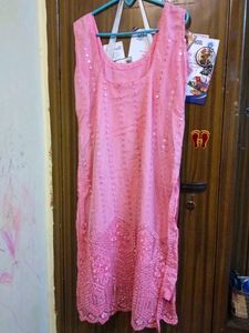 Pink Embellished Kurta Set with Dupatta