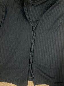 Furry Trim Long Sleeve Top