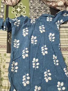 Blue Printed Cotton Kurta