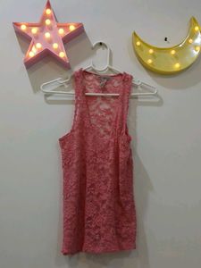 Coral Lace Tank Top