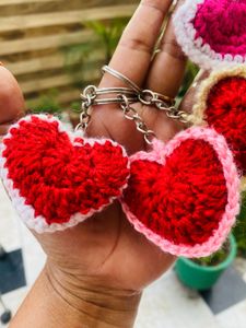 Handmade Crochet Heart Keychains