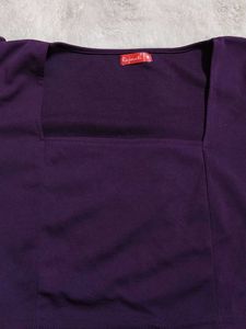 Elegant Purple Puff Sleeve Crop Top