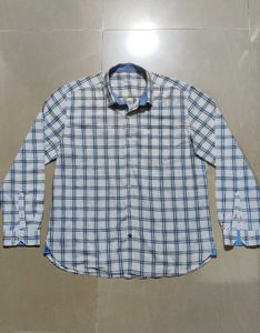 White Blue Checks Pure Cotton Shirt