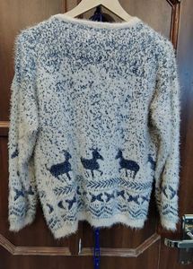 Cozy Faux Fur Deer Print Sweater