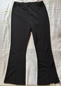 Black Flared Split Hem Pants