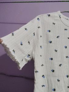 Floral White Crop Top