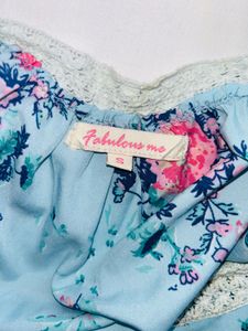 Blue Floral Cold Shoulder Top
