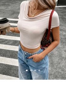Casual Beige Drape Neck Top