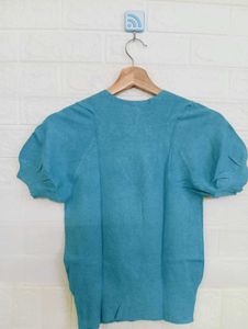 Chic Blue Square Neck Top