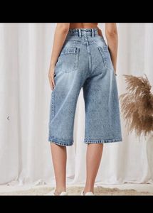 Light Wash Wide Leg Denim Culottes