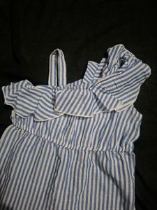 Blue Striped Jumpsuit for Girls