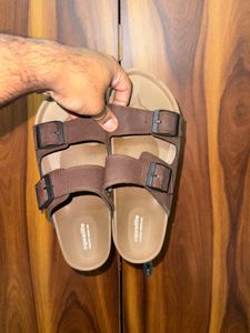 Aqualite Brown Buckle Slides | Size Uk7