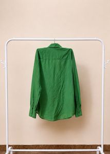 Green Collared Button-Up Shirt