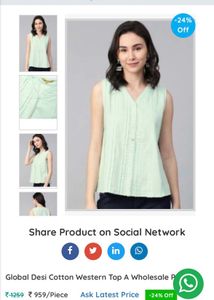 Light Blue Striped Sleeveless Blouse
