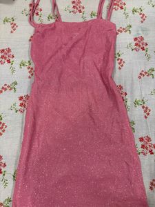 Shimery Pink Mini Backless Dress