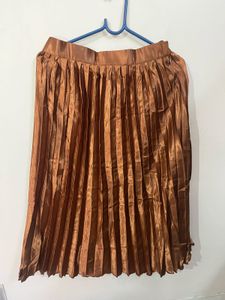Elegant Pleated Satin Midi Skirt