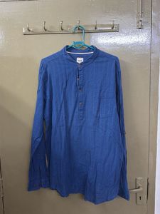 Men's Blue Striped Henley Shirt