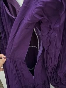 Purple Square Neck Tiered Dress