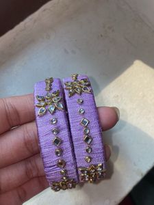 Beautiful Lavender Silk Thread stone designed Bang