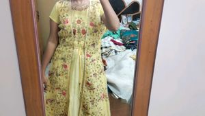 Elegant Yellow Floral Ethnic Gown